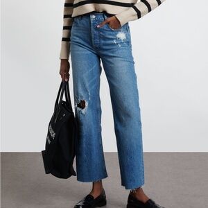 Boyish “The Mikey” Blue Distressed High Waist Wide Leg Jeans